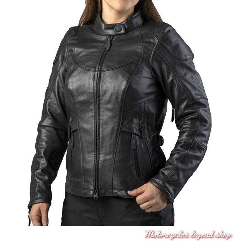 Blouson cuir FXRG Triple Vent Harley-Davidson femme, waterproof, noir, homologué, 98039-19EW