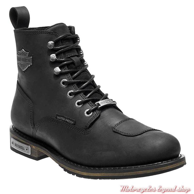 Chaussures Clancy Harley-Davidson homme, cuir noir, waterproof, homologuées, D97044