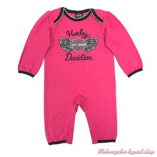 Combinaison bébé fille Harley-Davidson, sans pied, rose, noir, coton, polyester, 3003855