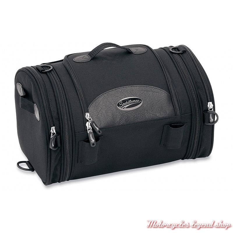 Sac Roll Bag Deluxe Saddlemen, BAG R1300LXE, 24 litres, extensible, tissu noir, simili cuir; 3515-0075