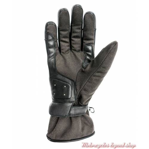 Gants tissu cuir hiver One Helstons homme, marron, noir, manchette, homologué CE, paume