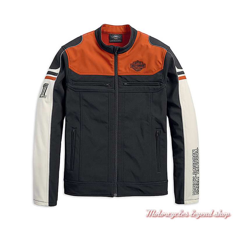 Blouson polaire Colorblock Harley-Davidson homme, soft shell, polyester, noir, orange, écru, 98405-19VM