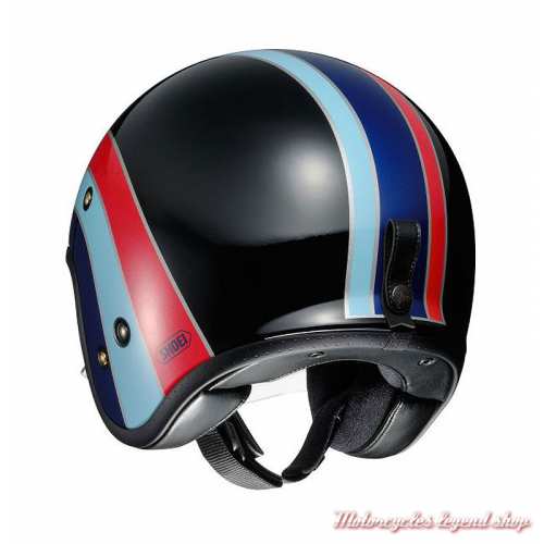 Casque J.O Nostalgia Shoei, vintage, noir, bleu, rouge, dos