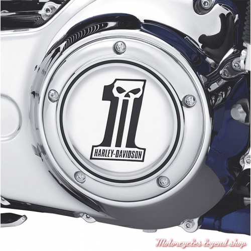 Trappe d&#039;embrayage Skull Number One Harley-Davidson, chromé, visuel, 25331-10