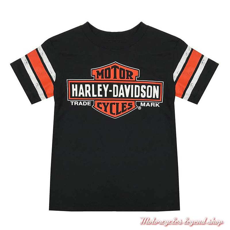 Tee-shirt Genuine garçon Harley-Davidson, noir, orange, coton, manches courtes