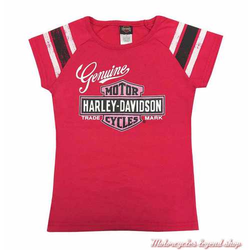 Tee-shirt Genuine fille Harley-Davidson, rose, coton, manches courtes