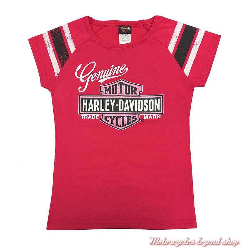 Tee-shirt Genuine fille Harley-Davidson, rose, coton, manches courtes