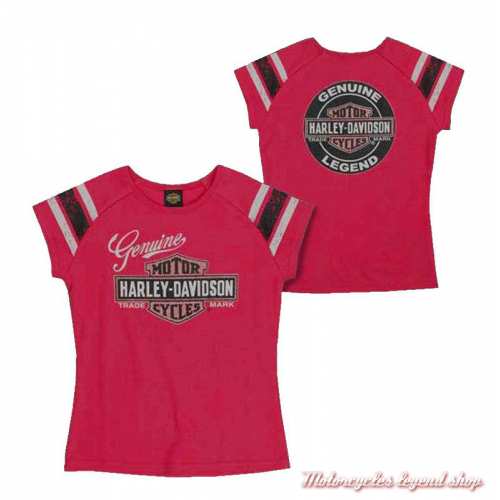 Tee-shirt Genuine fille Harley-Davidson, rose, coton, manches courtes, dos