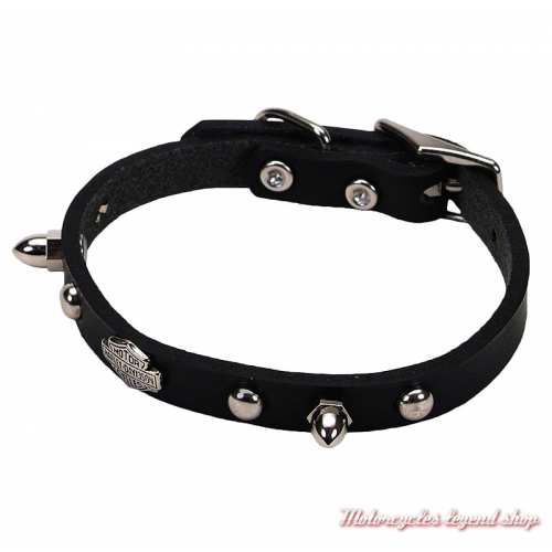 Collier pour chien Harley-Davidson, cuir noir, rivet, H1703K