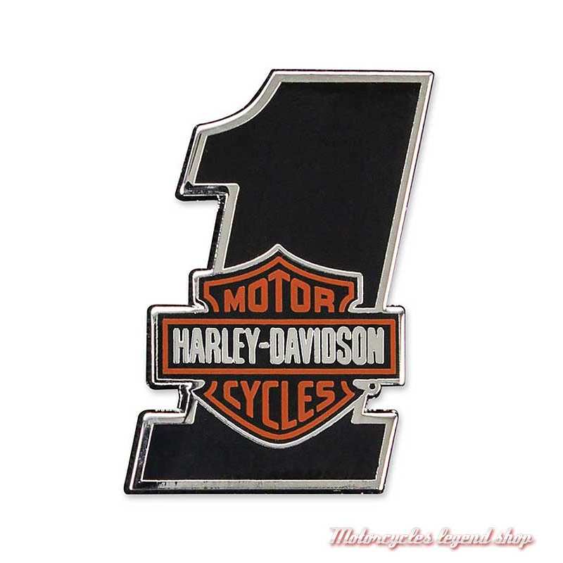 Pin's Number One Bar & Shield Harley-Davidson, émail noir, P035642