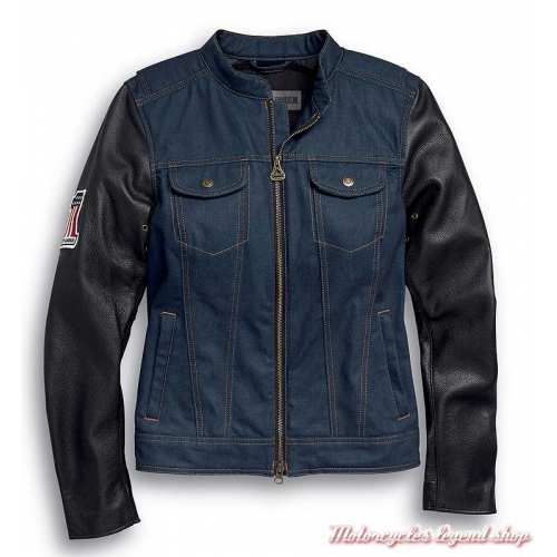 Veste Arterial Denim Harley-Davidson femme, jean cordura, cuir, homologué CE, 98132-20EW