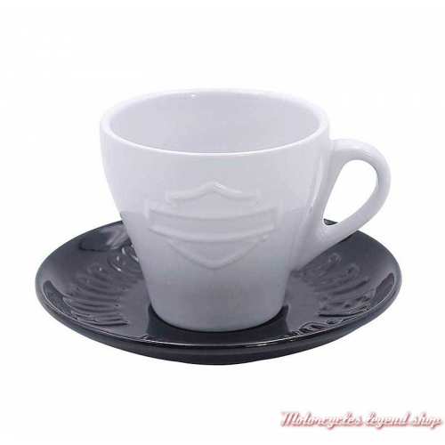 Tasse à café et soucoupe Harley-Davidson, 17 cl, céramique, blanc, noir, HDX-98619