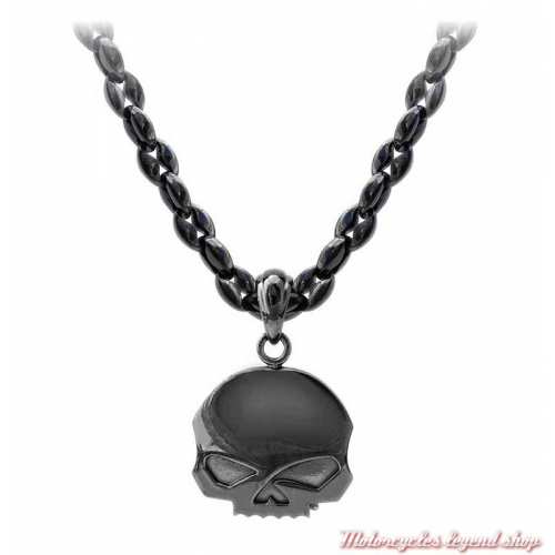 Collier acier Skull Willie G. black Harley-Davidson homme, HSN0063