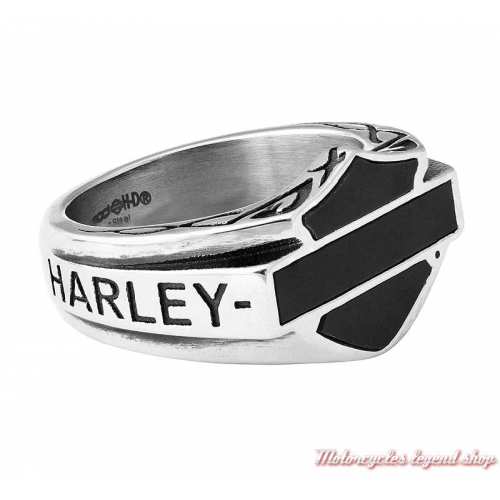 Bague acier Bar &amp; Shield Harley-Davidson homme, côté, HSR0064