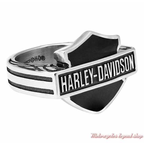 Bague acier Bar &amp; Shield Harley-Davidson homme, côté, HSR0062