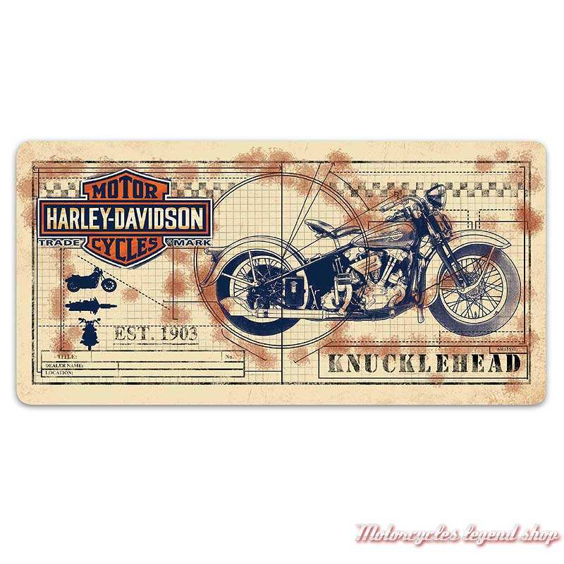 Plaque métal Knucklehead Print Harley-Davidson, Ande Rooney 2011991