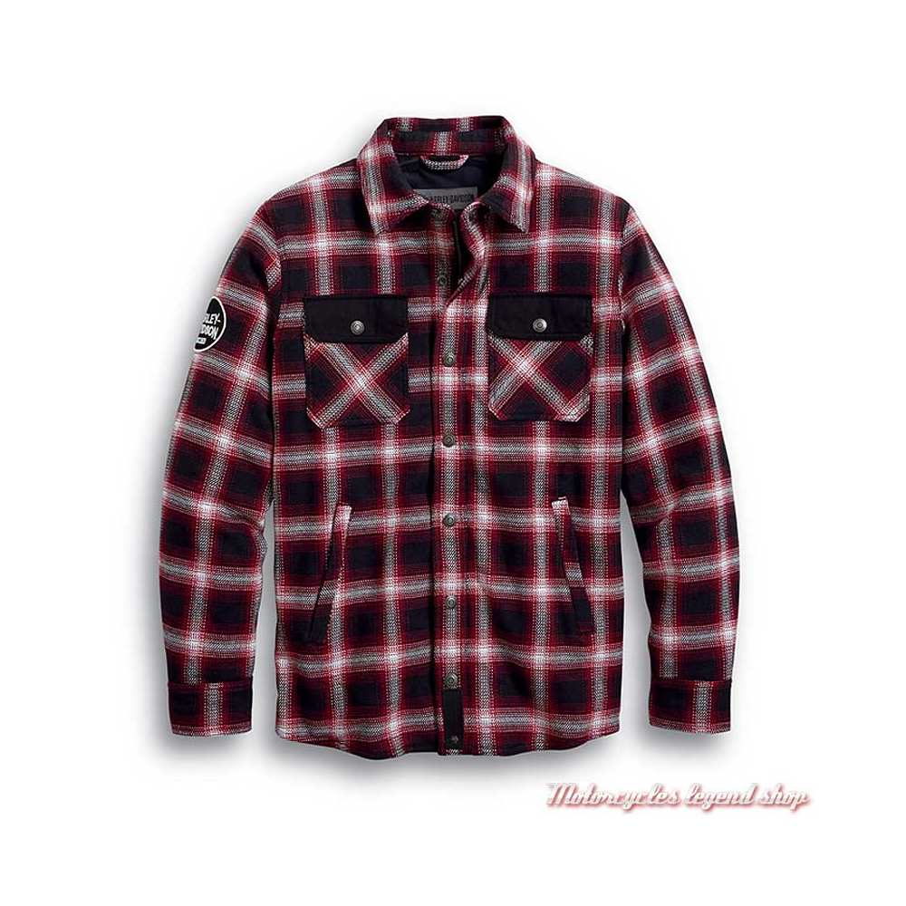 Chemise à carreaux Arterial Harley-Davidson homme, noir, rouge, résistant abrasion, homologué CE, 98124-20EM
