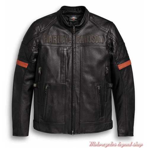 Blouson cuir Vanocker Harley-Davidson homme, noir, waterproof, triple vent, 98000-20EM