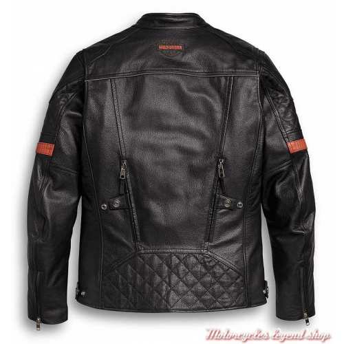 Blouson cuir Vanocker Harley-Davidson homme, noir, waterproof, triple vent, dos, 98000-20EM