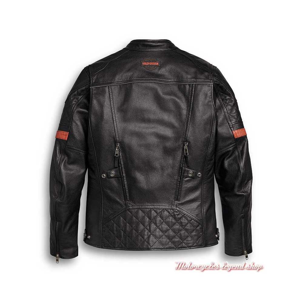 Blouson cuir Vanocker Harley-Davidson homme, noir, waterproof, triple vent, dos, 98000-20EM