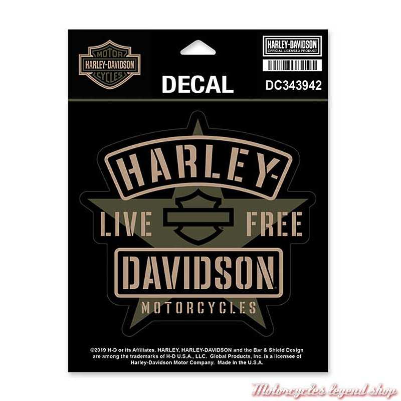 Sticker Resolute Harley-Davidson, étoile militaire, kaki, noir, DC343942
