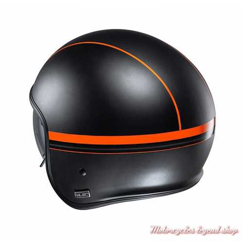 Casque Jet V30 Equinox MC7SF HJC, noir mat, orange, écran solaire intégré, dos, 167677