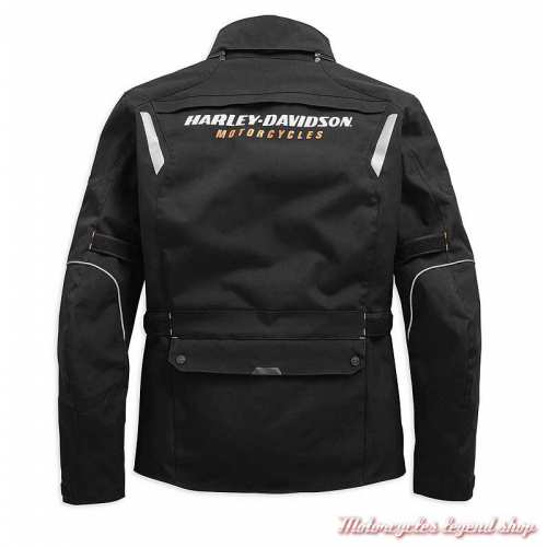 Veste 3/4 Baraboo Harley-Davidson homme, textile noir, homologué CE, dos, 98285-19EM