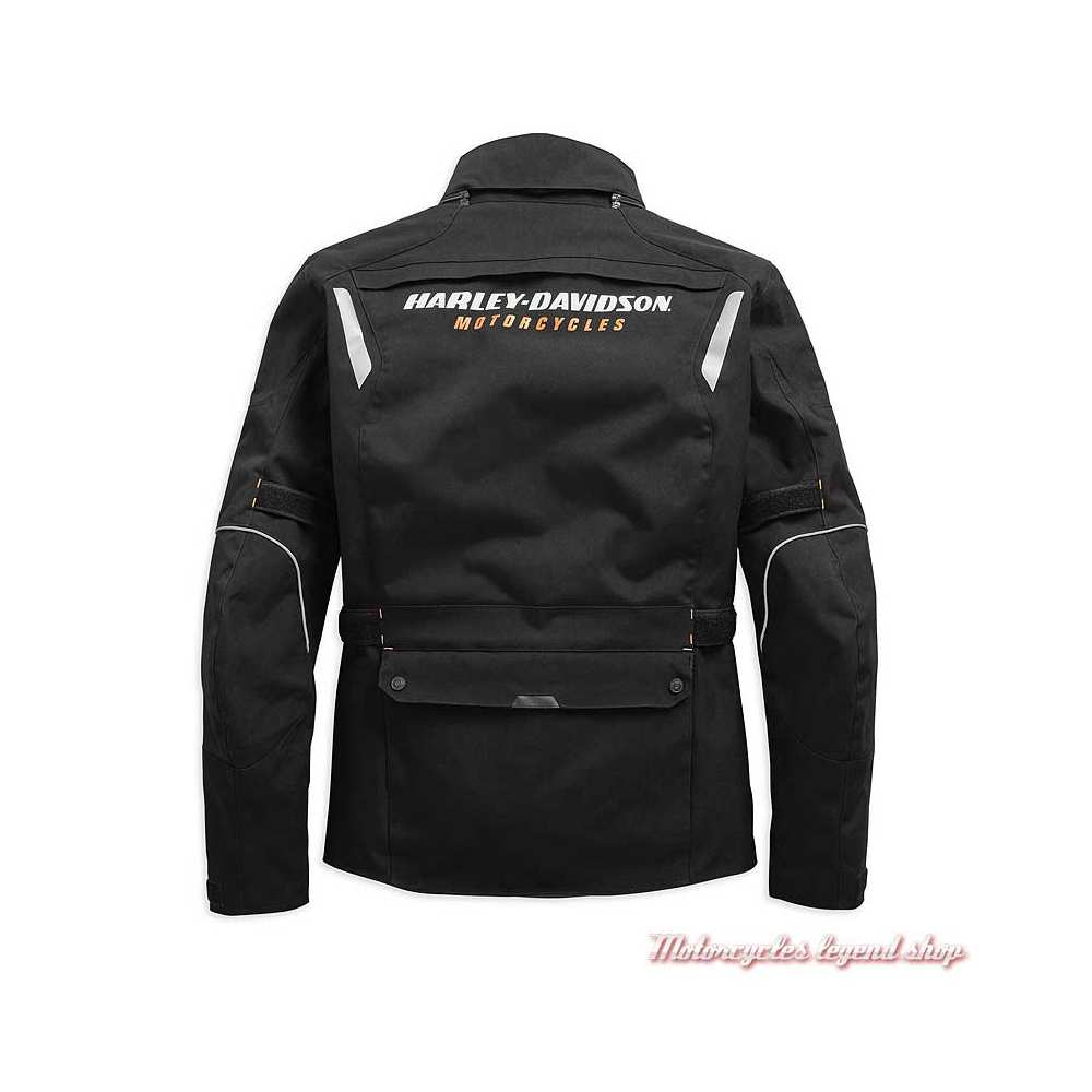 Veste 3/4 Baraboo Harley-Davidson homme, textile noir, homologué CE, dos, 98285-19EM