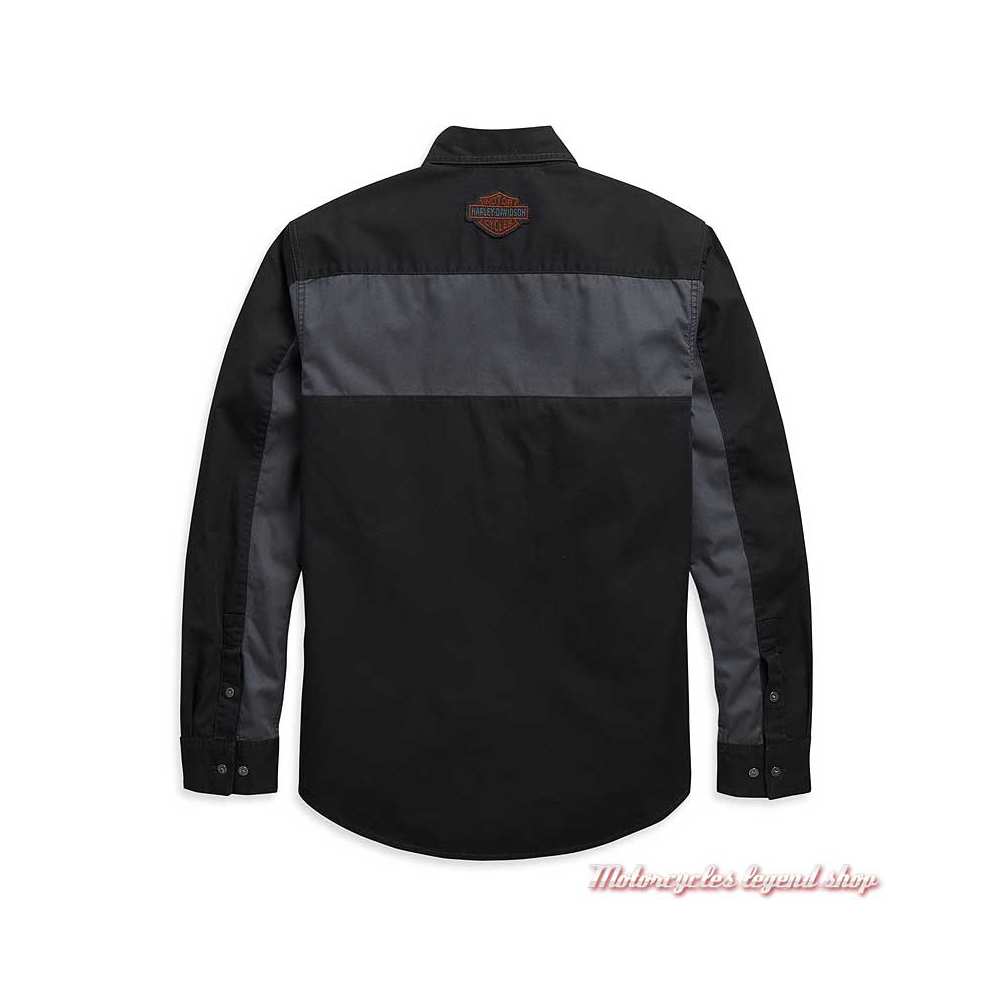 Chemise Copperblock Harley-Davidson homme, manches longues, noir, gris, coton, dos, 99081-20VM